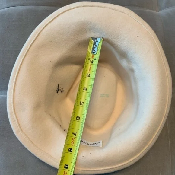 Vintage Betmar Wool Fedora Hat with Bow Feather Cream Off White Black
